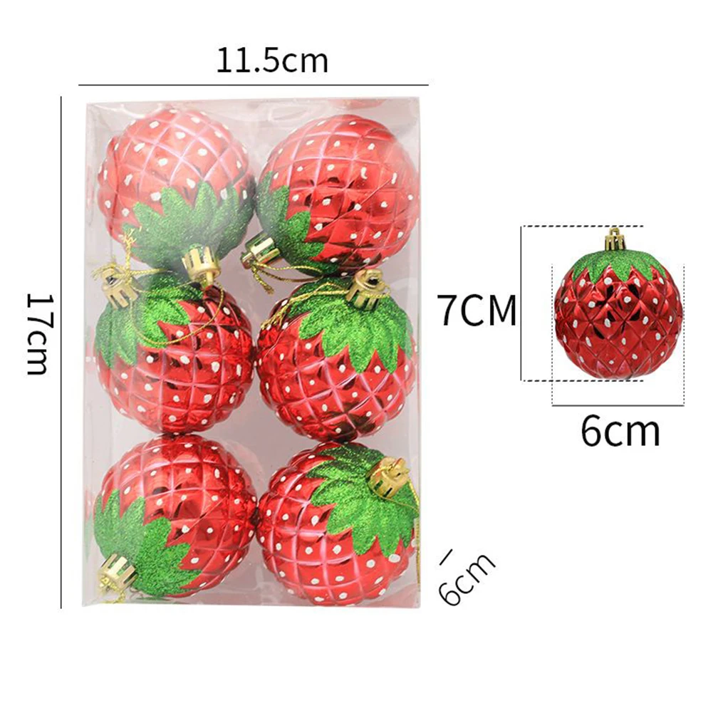 

Christmas Strawberry Ball Decorations 2023 Xmas Tree Hanging Pendant Electroplating Painted Ornaments For Home Party Decor Gift