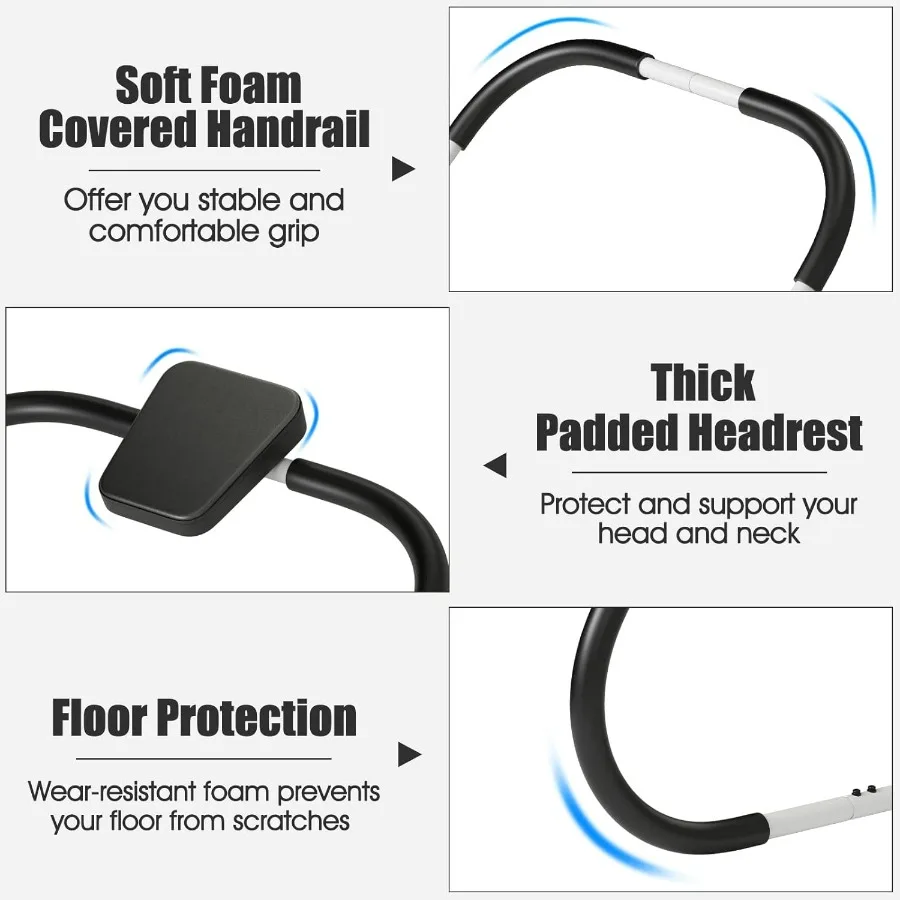 Ab Cruncher, Abdominal Trainer Sit up Assistant Roller with Padded Headrest, Fitness Exercise Training Machine for Core Muscle,