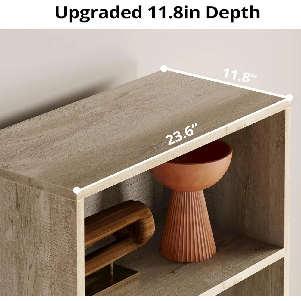 Industrial Bookshelves and Bookcases with Doors 11.8 in Depth Set of 2 Floor Standing 5 Shelf Display Storage Shelves Boo 5