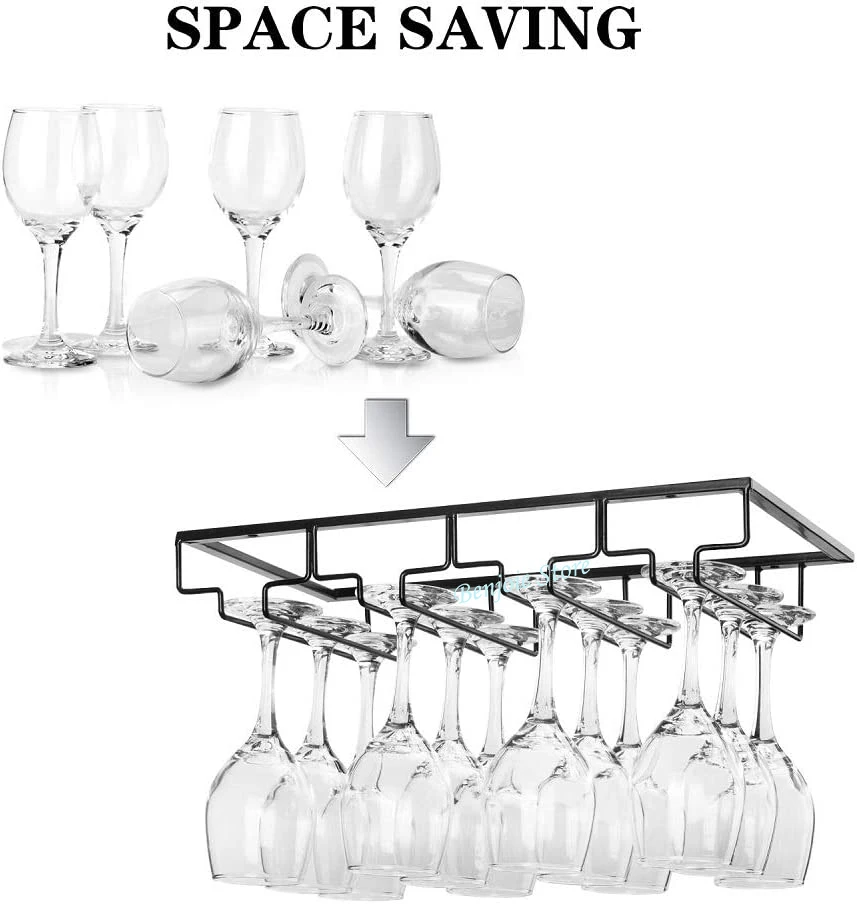 Wine Glass Holder Hanging Wine Glass Holder Under Shelf Plastic Stemware  Rack Glassware Drying Storage Hanger For Kitchen Bar - AliExpress