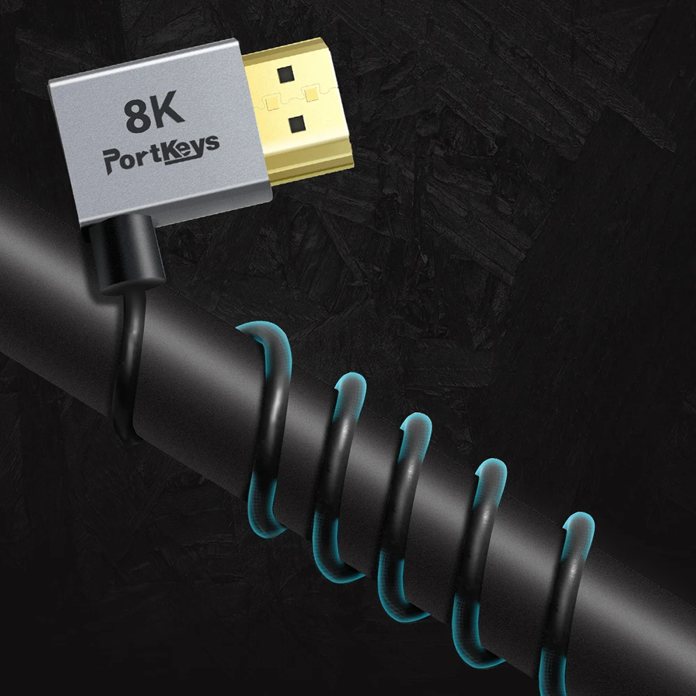 Portkeys 2.5mm Diameter Ultra-fine and Soft HDMI-compatible2.1 Camera Cable Supp