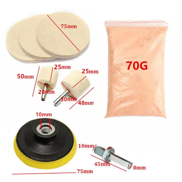 10pcs Car Windshield Scratch Remover Glass Polishing Kit 70g Cerium Oxide  Powder