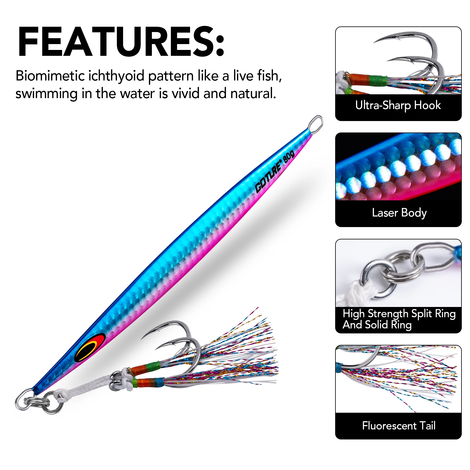 Goture 3-5pcs/lot 80g 100g 160g 200g 250g Luminous slow ＆ Fast Sinking Jig  Fishing Lure Saltwater Shore Casting jigging Bait - AliExpress