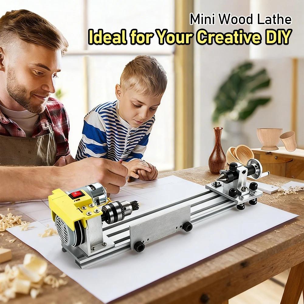 Multifunctional Mini Lathe Bead Polisher Grinder 200-3600RPM Variable Speed Wood