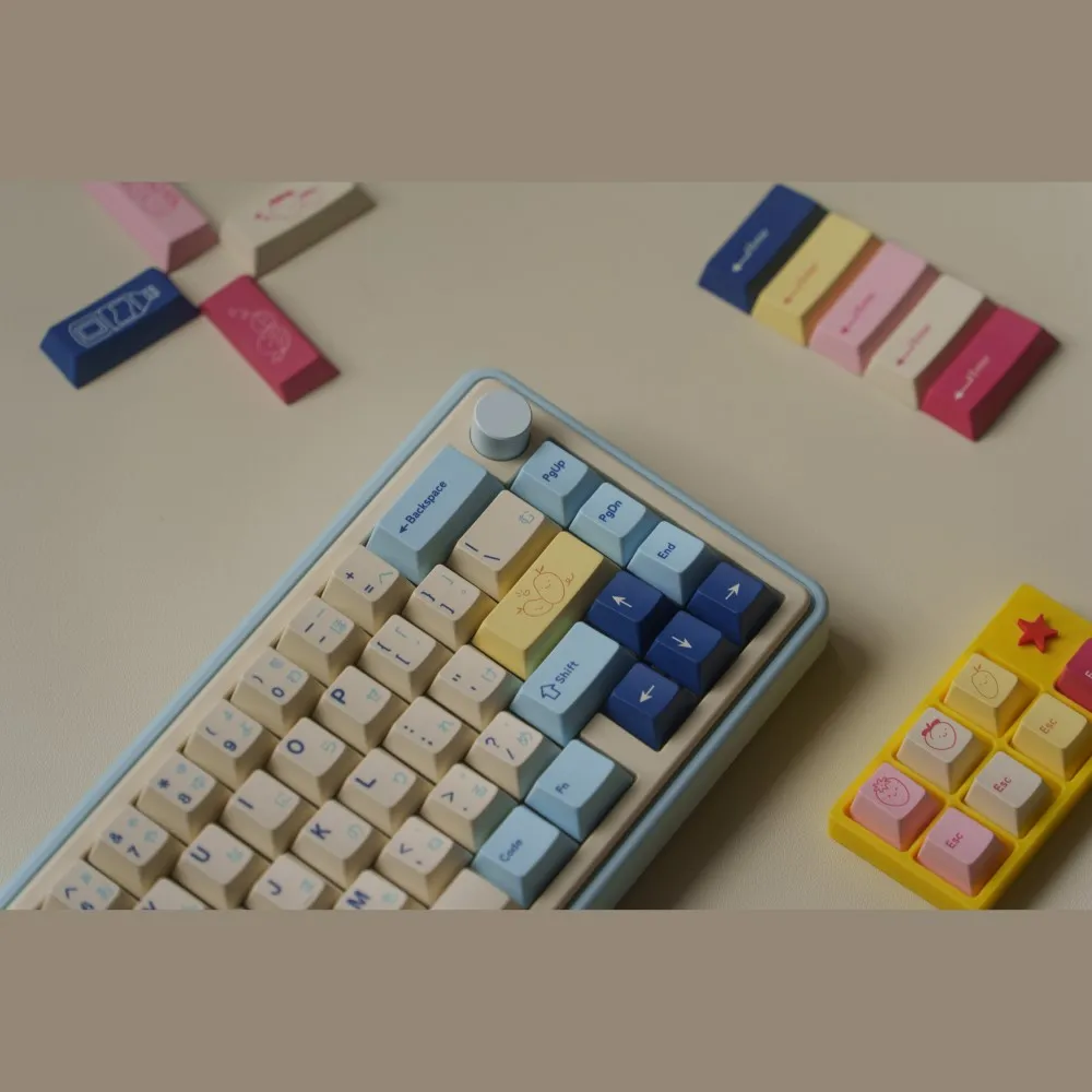 Gmk Iogurte Keycap Conjunto Completo Pbt Custom Vintage Keyboard Cap Perfil Cereja Cor Clara Acessórios de Teclado Mecânico - Imagem 5