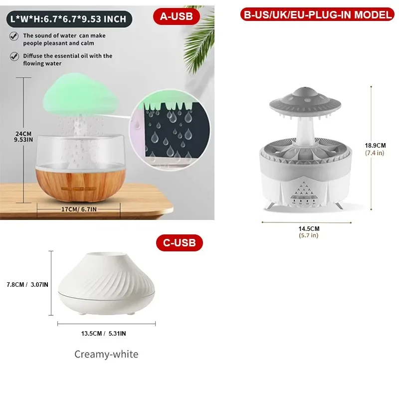 Air Humidifier Essential Oil Diffuser Ultrasonic Airhumidifier Color Mushroom Night Light Water Drop Atmosphere Light Relaxation