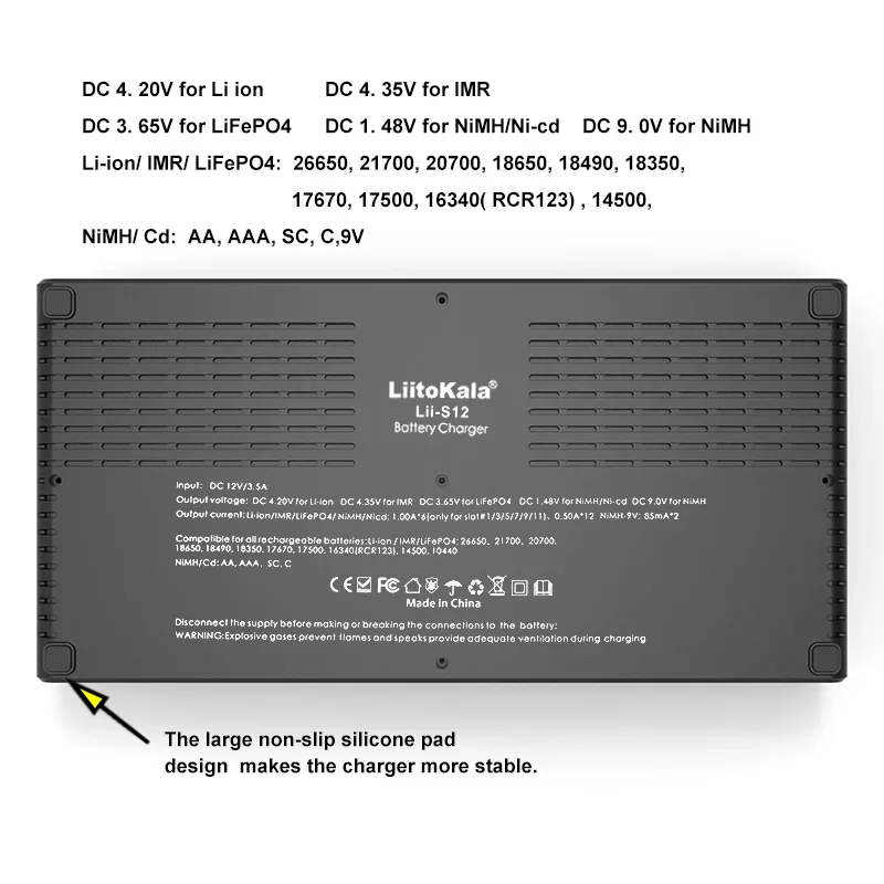 LiitoKala Lii-S12 21700 9V 배터리 충전기, LCD 디스플레이, 12 수조, 1.2V, 3.8V, 3.2V, 3.7V, IMR, NiMH, Cd, 18650, 26650 26700, AA