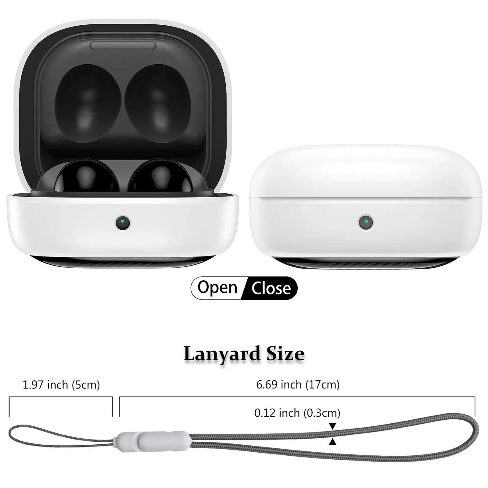 Stylish Hard Shell Protective Earbud Case with Lanyard