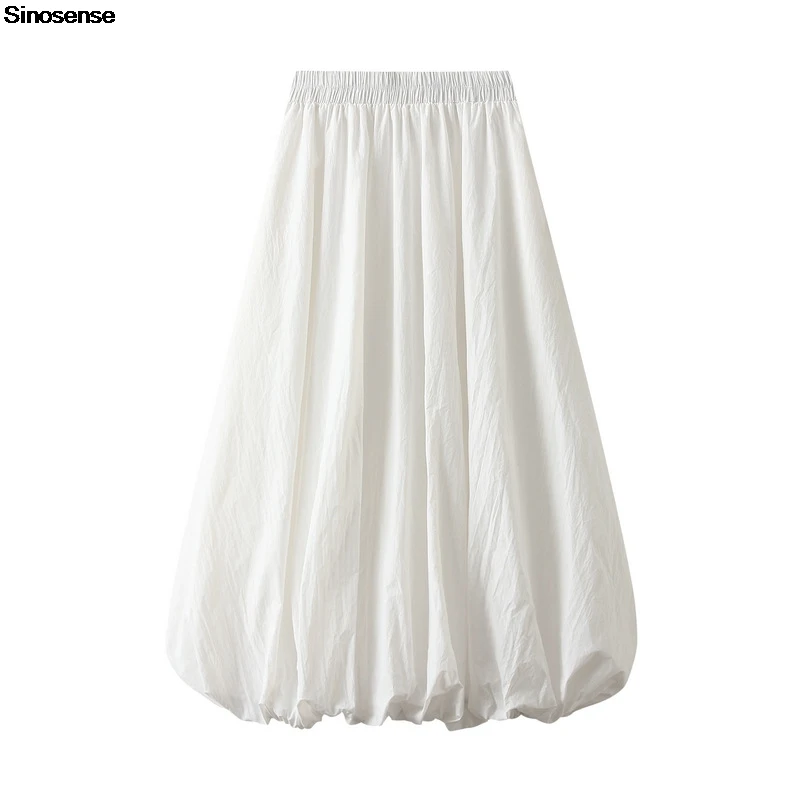 

Женская юбка-фонарик с карманами, летняя облегающая плиссированная длинная юбка средней длины с высокой талией и эластичным поясом