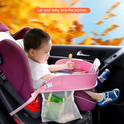 Waterproof Table Car Seat Upgraded Autos Kid Travel Tray Storage Baby Seat Tray Kids Toys Infant Holder Cartoon Baby Fence
