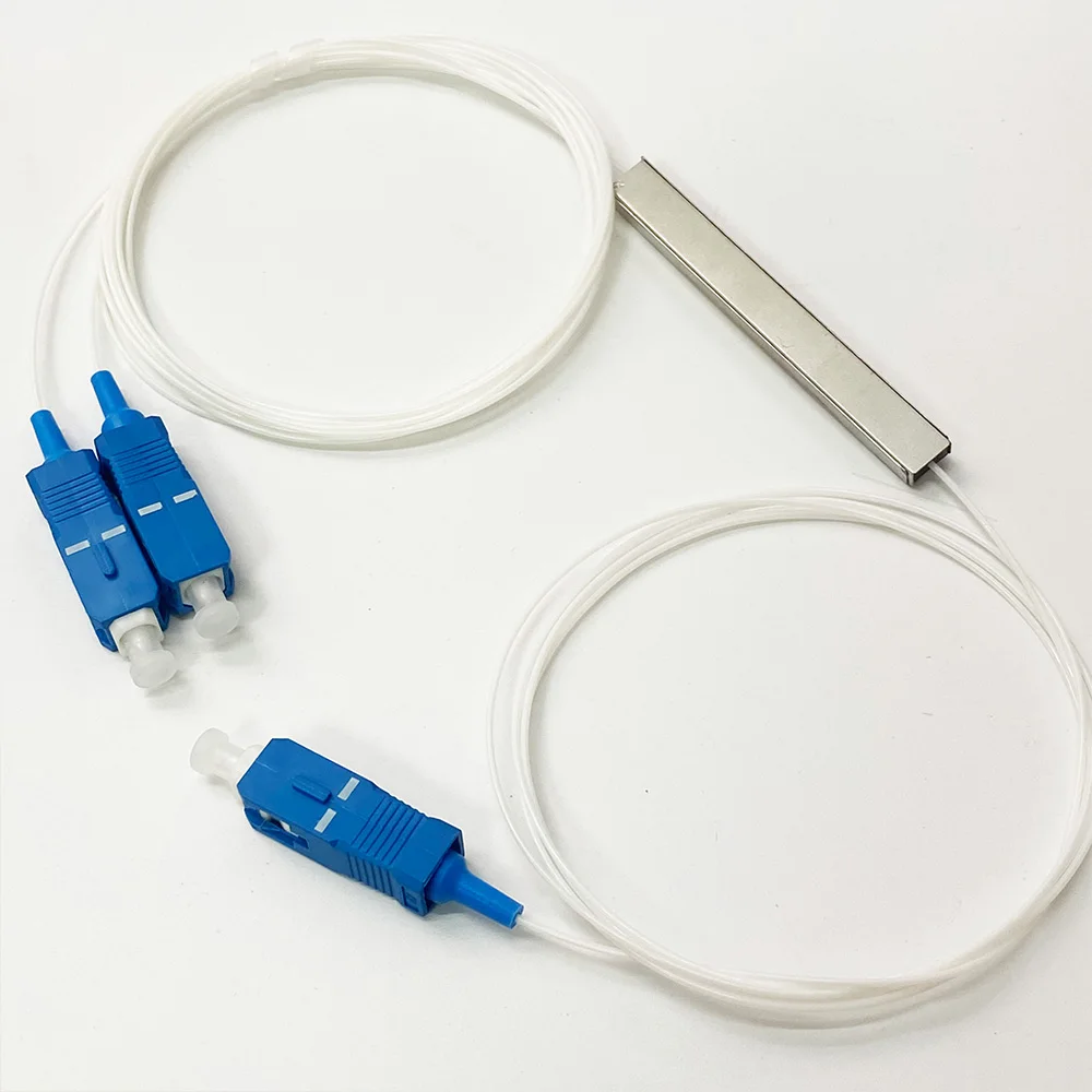 10 PCS Optical Splitter SC UPC 0.9mm 1X2 FTTH Fiber Optic Splitter SC UPC PLC Optical Coupler Singlemode Simplex Steel Pipe PVC