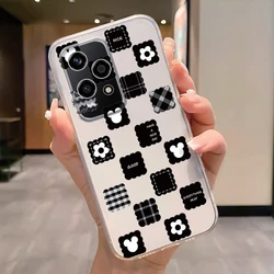 Floral Fashion Clear Silicone Phone Cover - Cute Cat Couple Design for Honor X8a (Ktm - aixin171)
