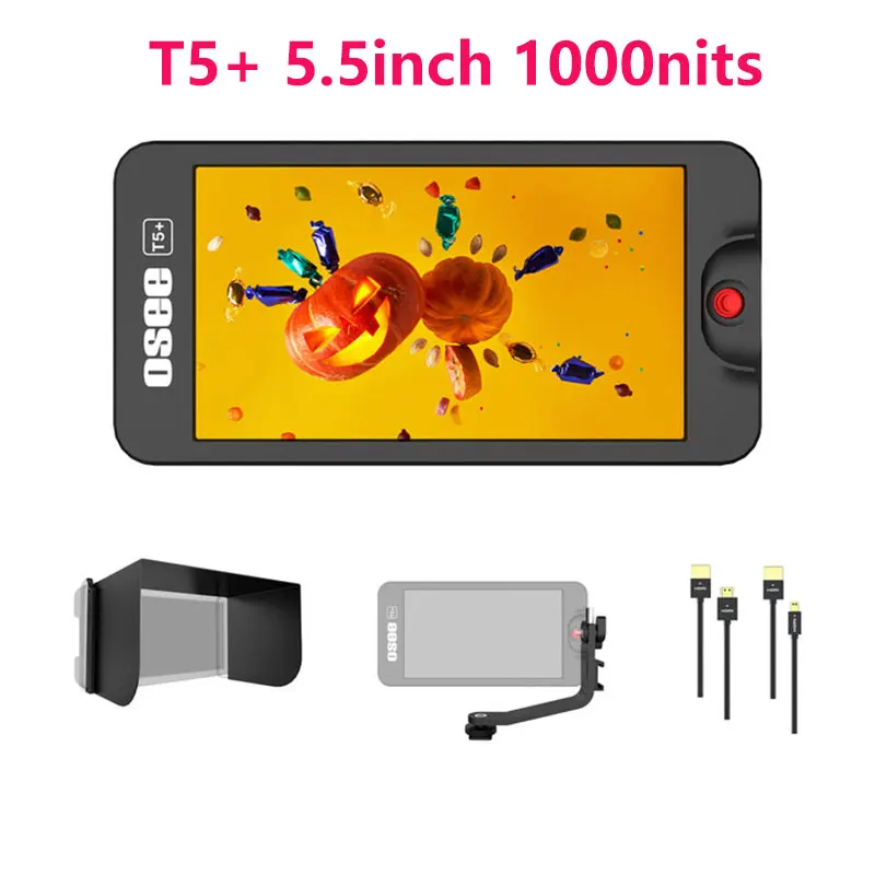 Osee T5+ 5.5 Inch 1000nits 4K HDMI-compatible DSLR Camera Field Monitor with 3D LUT HDR Wide Color Gamut Video Monitor
