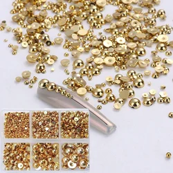 White Flat Back Pearl Beads Set - 1 Box (Golden Nail Pearl)
