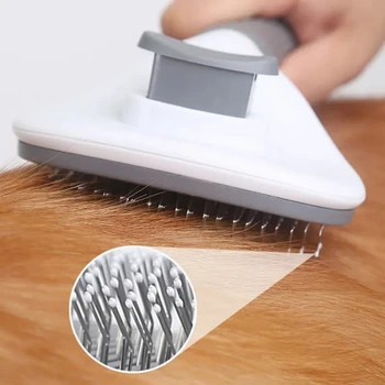 Stylish Pet Hair Removal Brush - Stainless Steel Automatic Dog Hair Comb for Grooming Supplies - Safely Removes Pet Hair - Easy  5