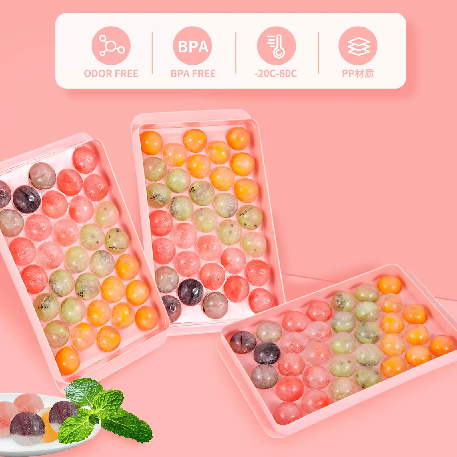 33PCS Round Ice Balls Ice Trays Freezer Easy Release Sturdy Small Pellet Ice Maker for Drinks Coffee Cocktails silicone ice cube maker