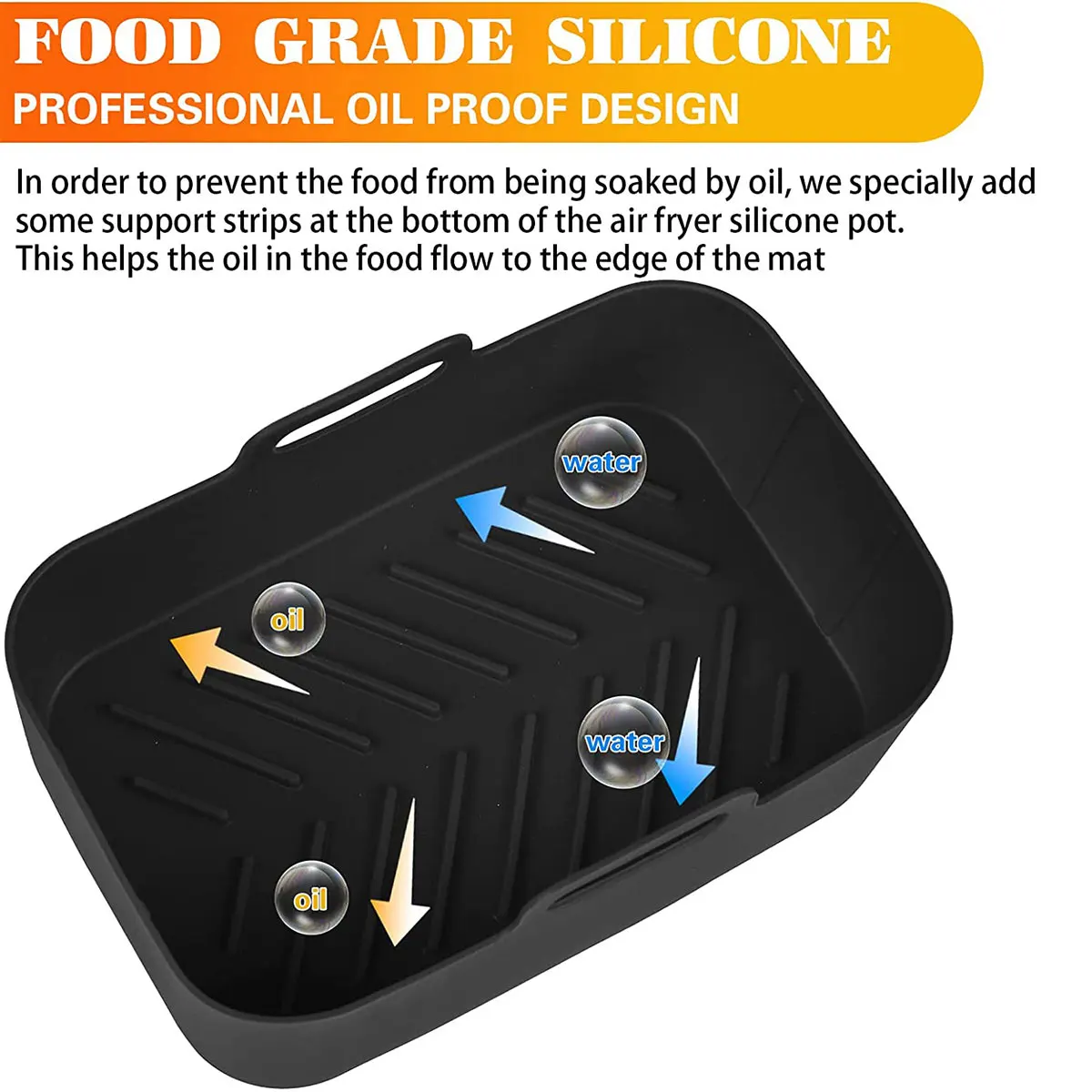 Description Picture 2 of itemAir Fryer Silicone Tray Rectangle Oven Baking Tray Basket Reusable Liner Insert Dish For Ninja Foodi fryer Pan Accessories