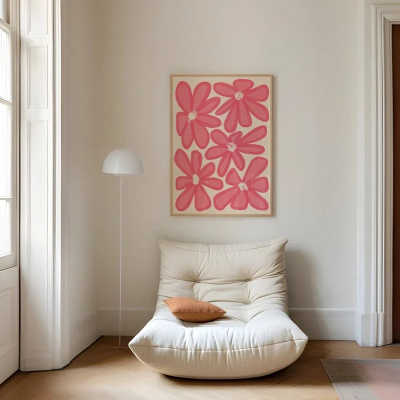 Pink Aesthetic Wall Art - Girly Retro Flower Decor