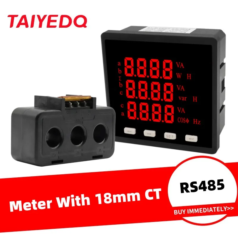 Trif sico LED Medidor De Energia Digital Com CT 30A50A100A150A200A Trif sico led medidor de energia digital com ct 30a50a100a150a200a