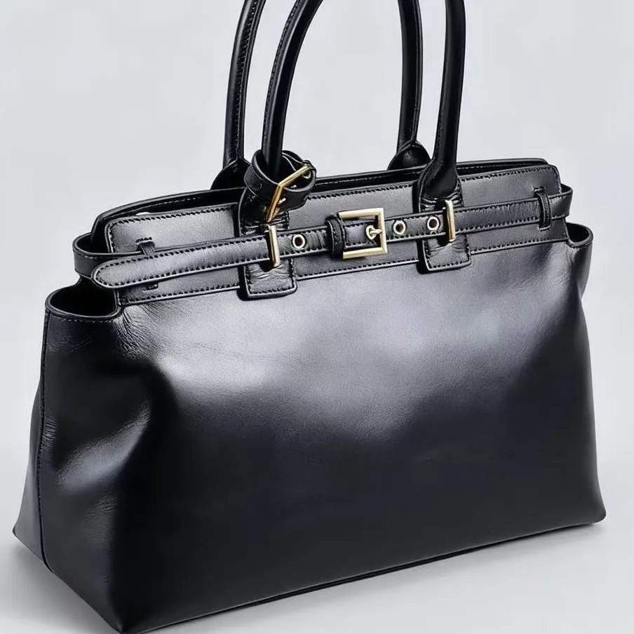 Luxury Large Capacity Cowhide Women's Capacity Shoulder Bag Retro Leather Female Handbags Purses Designer Women Tote Bag