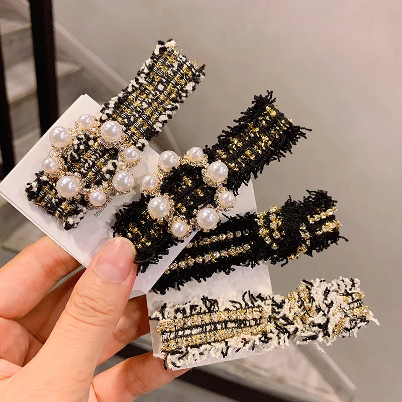 Fashion New Rhinestone Pearl Hairpin Headdress Bangs Clip Female Side Girl Hair Accessories lovely sweet rhinestone star alloy girl gift headdress girl y2k hair clip girl bangs clip korea style hairpin women barrettes