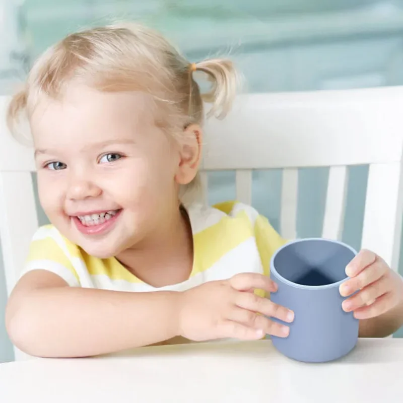 tea cup Kids Silicone Water Cups Baby Snack Cup Portable Outdoor Travel Children Cups Teacups Drinkware Food Grade Silicone BPA FREE