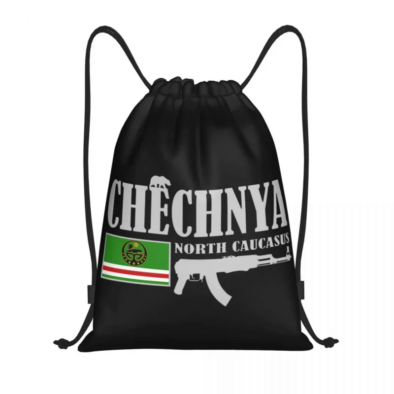 

Custom Chechnya Fighter Drawstring Backpack Bags Women Men Lightweight Chechen Flag Gym Sports Sackpack Sacks for Traveling