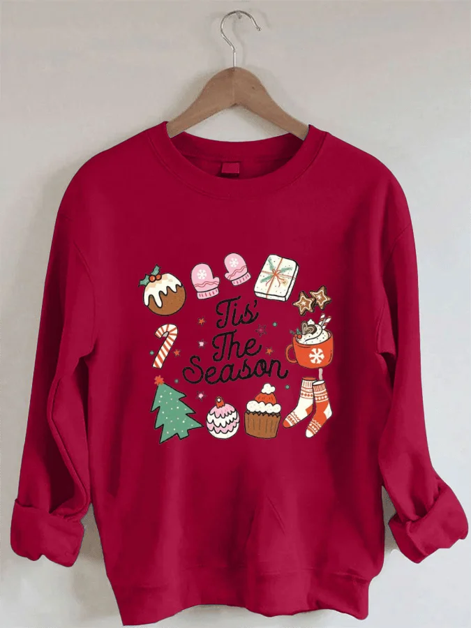 Tis The Season Sweatshirt Christmas Sweaters Crew Neck Pullover Long Sleeve Hoodies t shirts tees christmas tis the season o neck t shirt tee in green size m s