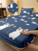1 Cartoon Cute animal Cat Printed Matte Fitted Sheet, Bedroom Printed Bed Cover, Bedding (Excluding Pillowcases) 1