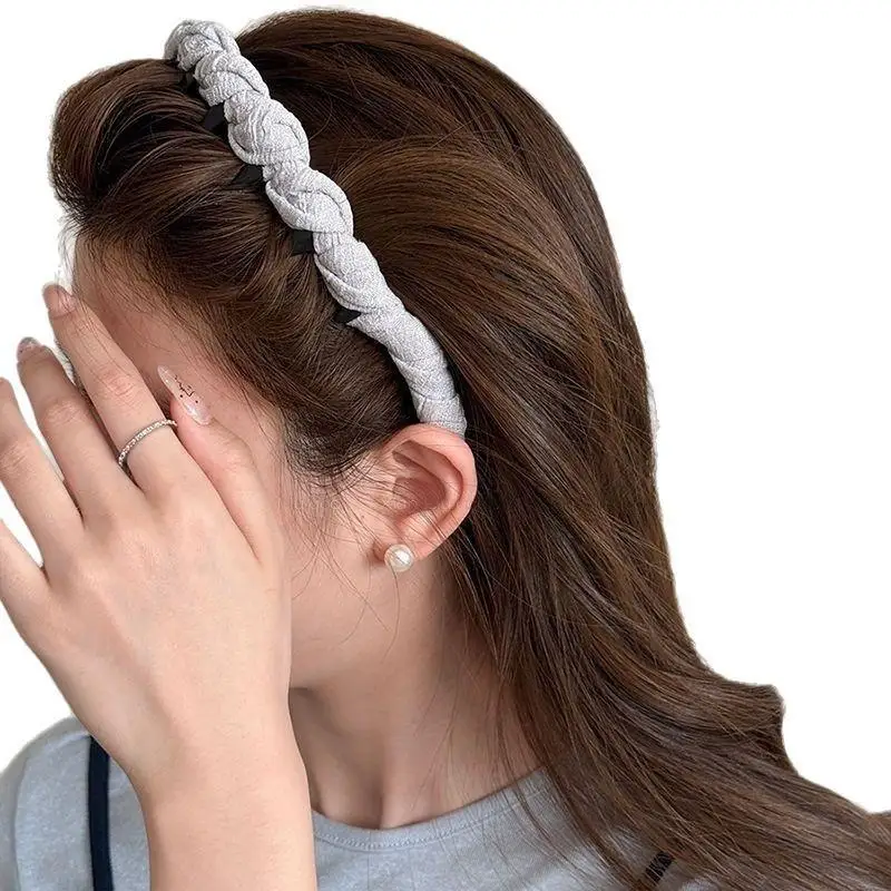 Fascia per capelli ondulata intrecciata, adatta a tutti i tipi di capelli, elastica, per donna, per lavare il viso, cura della pelle, regalo, accessori per capelli - immagine 4