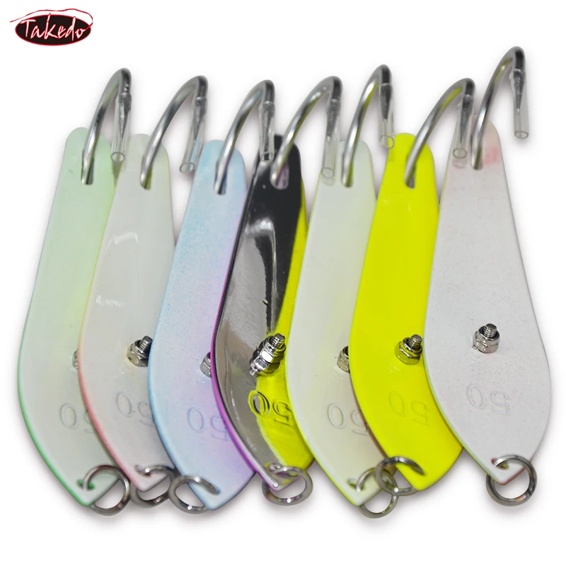 TAKEDO Sea Fishing Drone Big Spoon Lure Stainless Steel Spoon Replaceable  Hooks Trolling Lure Boat Fishing Kingfish For Tuna