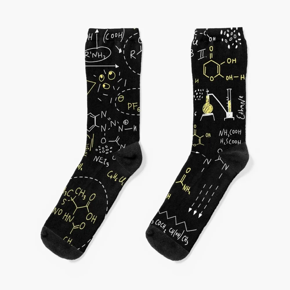 Chemistry / Science on School Blackboard Socks colored bright garter halloween Socks Men Women's fundamentals of bioorganic chemistry textbook