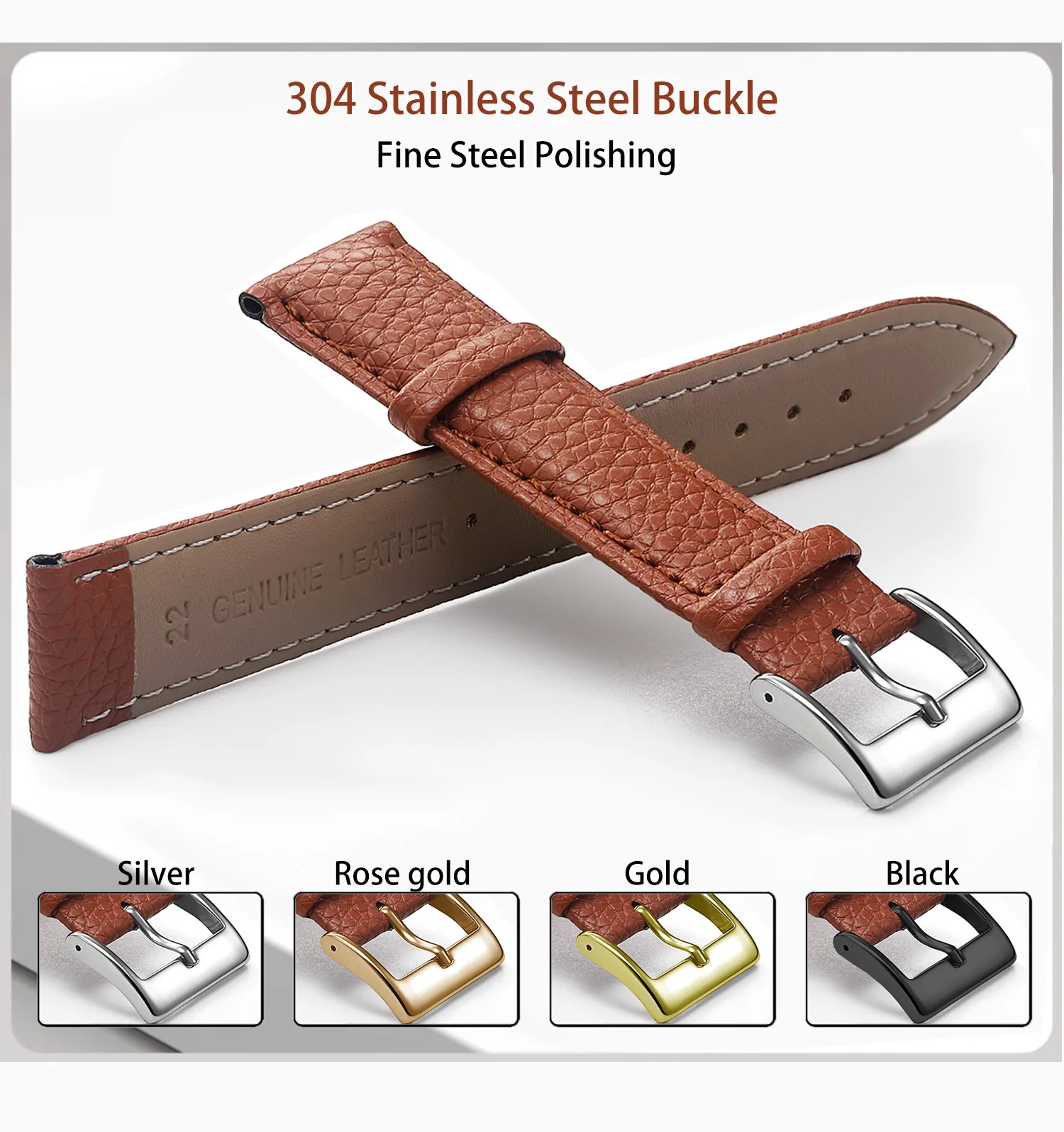 Genuine Leather Watch Band 12/14/16/18/19/20/21/22/24 mm Watch Strap for Man Women High-quality Wrist Watchband + Tool