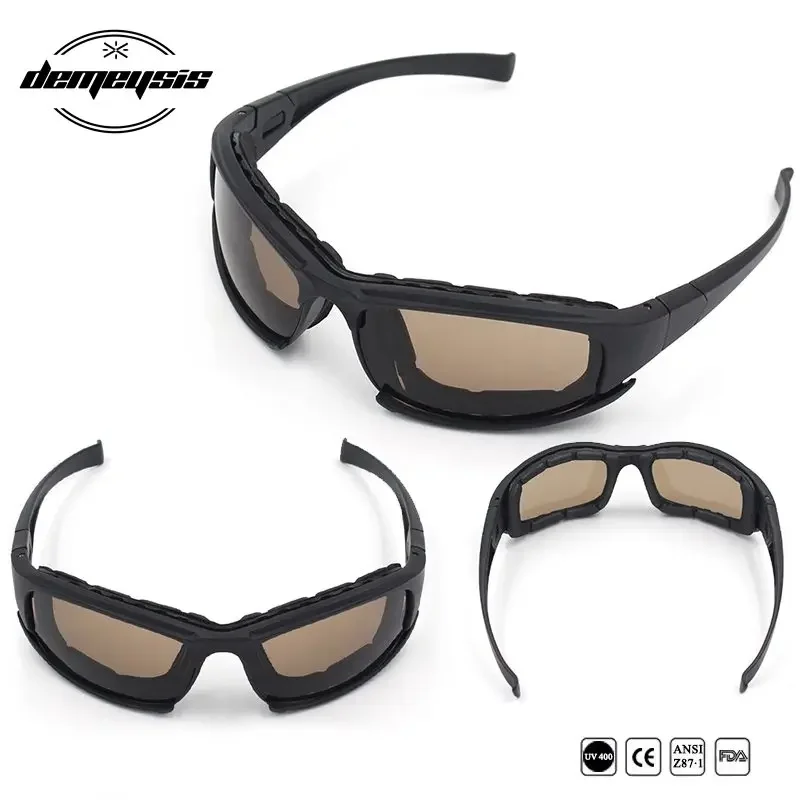 Photochromic Polarized Tactical Outdoor Sunglasses and Goggles Set