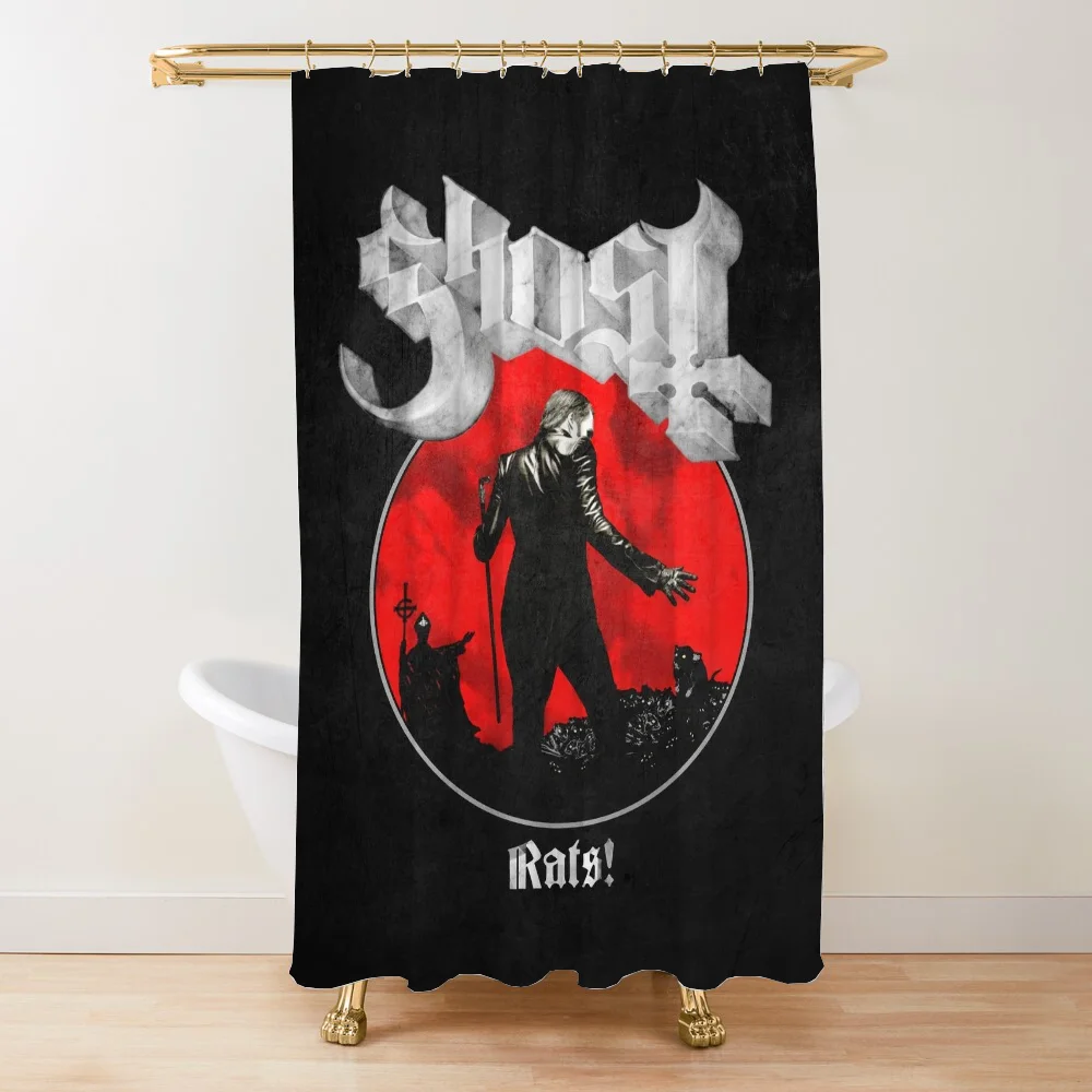 thumbnail image 1 of Cortina de ducha para baño con diseño de la banda Ghosts, impermeable, para sala de estar, 2 piezas, envío gratis, partición plegable, tela para baño, 1 of 5