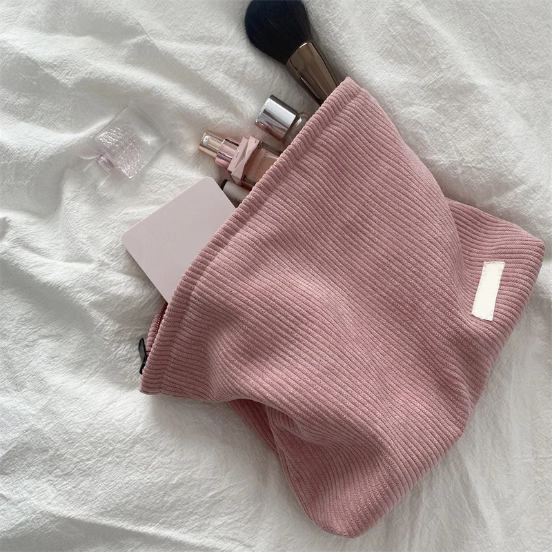 

New Corduroy Cosmetic Bag Large Capacity Women Toiletries Organizer Zipper Makeup Bag Purse Travel Cosmetics Storage Clutch