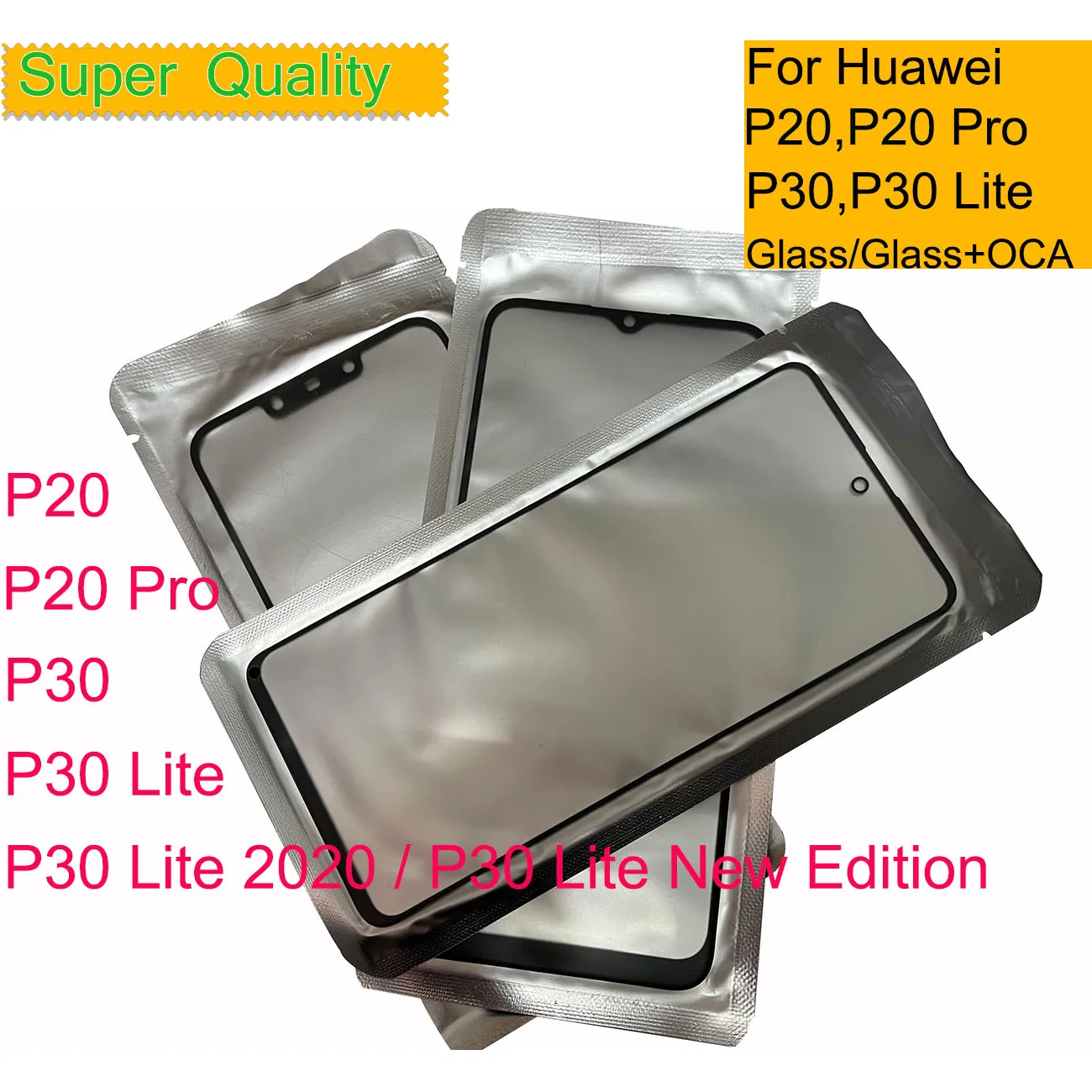 

10Pcs/Lot For Huawei P30 Lite P20 Pro Touch Screen Panel Front Outer Glass LCD Lens With OCA