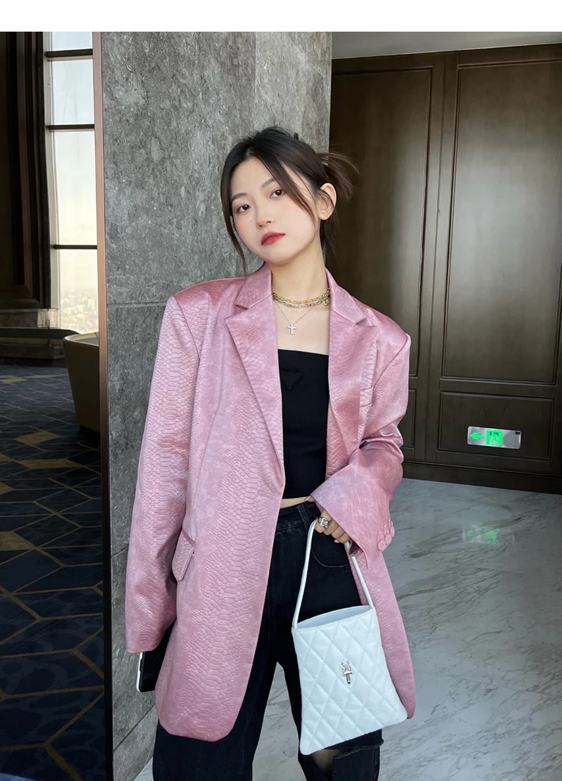 Fashion Faux Leather Loose Blazer 2022 