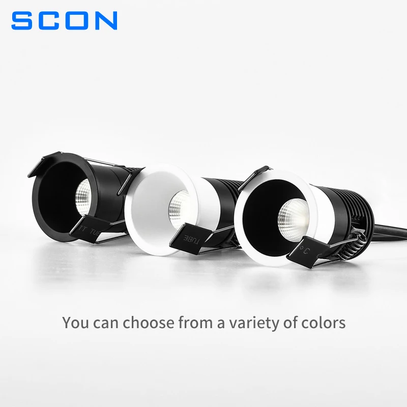 SCON Small Spot Light 3W Mini LED Spotlight High CRI Ra95 35mm Cutout Recessed Downlight Ceiling Lamp Showcase Display Light