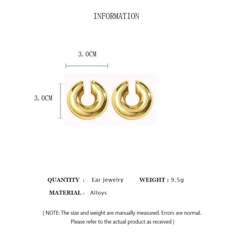 ear clip earrings Exaggerated Ear Clip Earrings Minimalist Thick Glossy Geometric Earrings Women Fashion Gold Color Silver Color Ear Jewelry