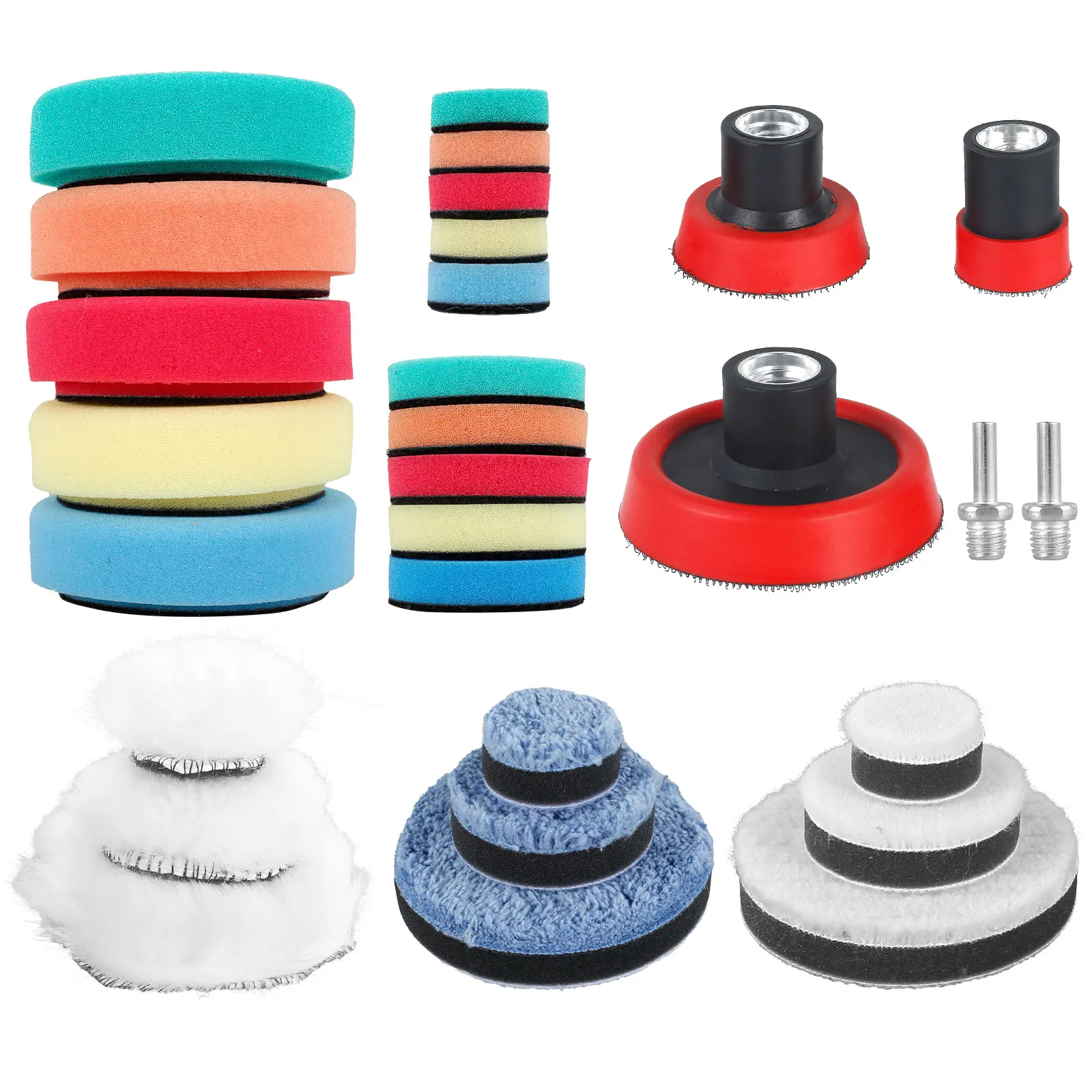 

29Pcs Drill Polishing Pad Kit Reusable Buffing Polishing Pads 1/2/3inch Washable Car Detailing Sponge Polishing Pads Woolen