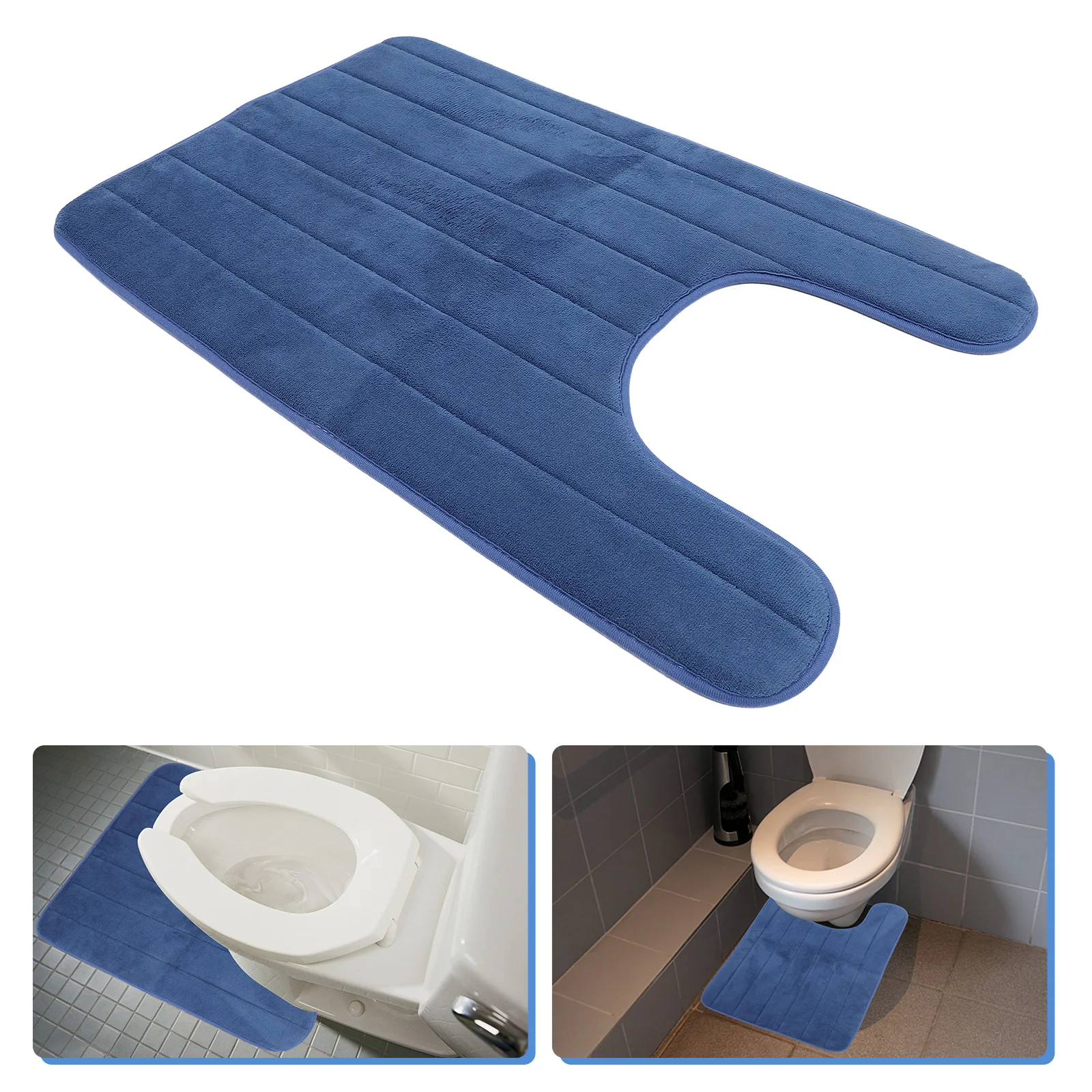 

U Shaped Toilet Mats for Bathroom- Non Absorbent Washable Bathroom Rugs Toilet Mat Toilet Floor Pad