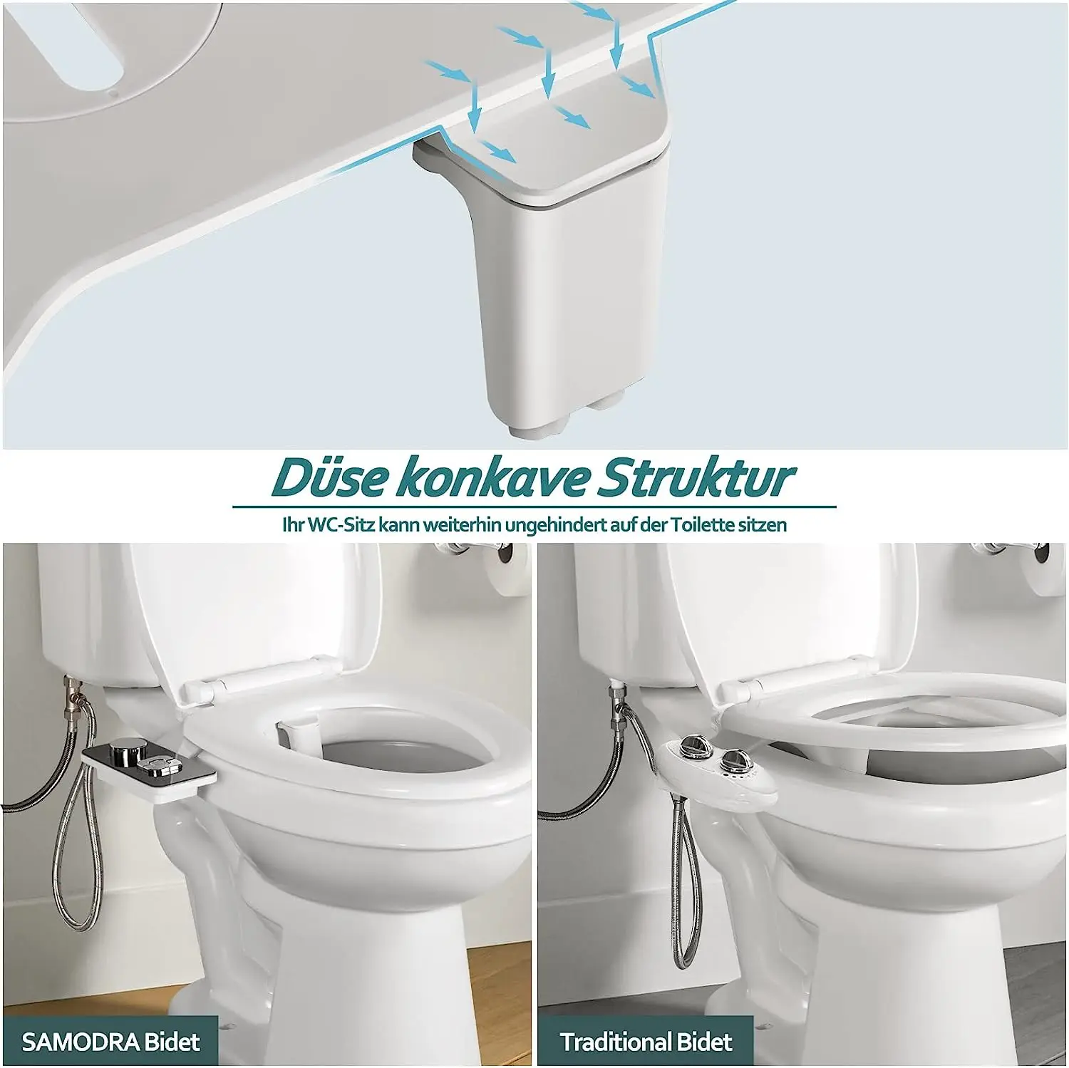 Toilet Ultra-thin Bidet non-electric Self-Cleaning Dual Bozzle Toilet Seat Accessory Cold Water Purification Basin Before and af 5