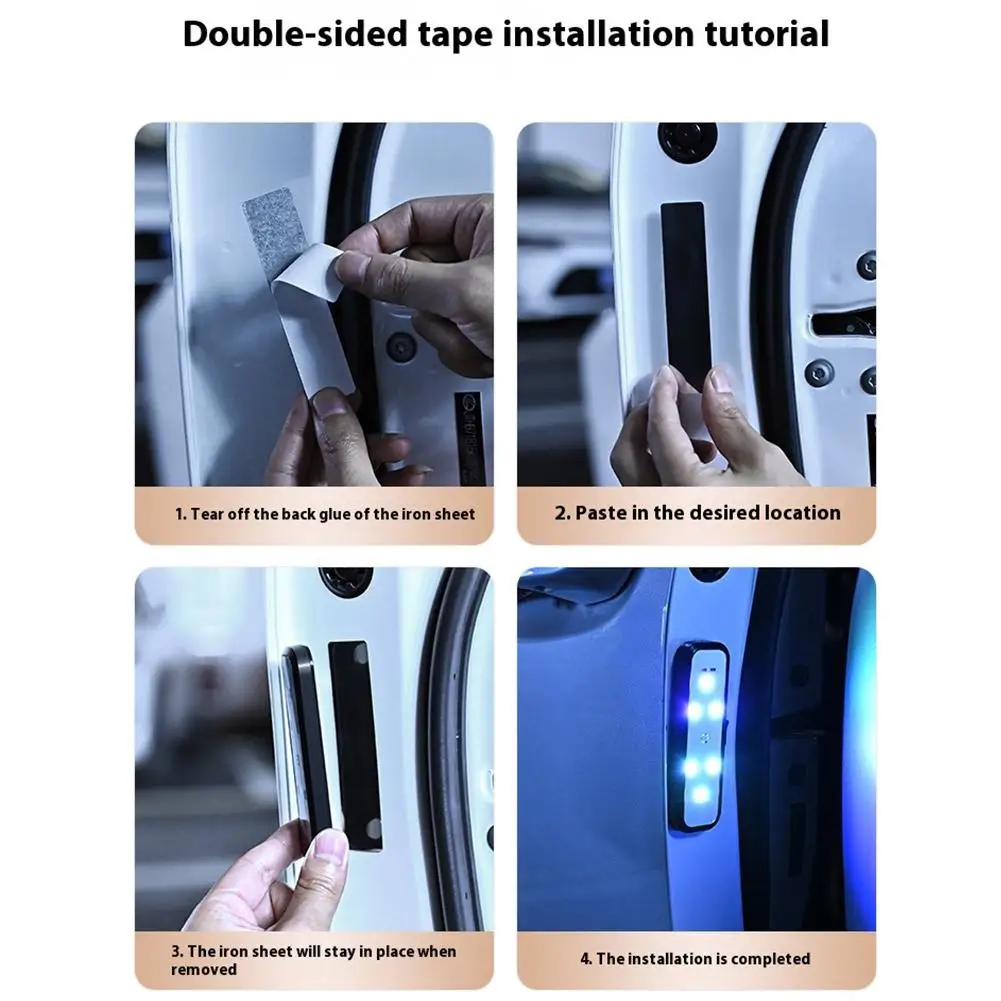 Luci di benvenuto personalizzate senza fili per portiera auto in fibra di carbonio con proiettore logo personalizzabile illuminazione con lampada wireless universale automatica HD (4