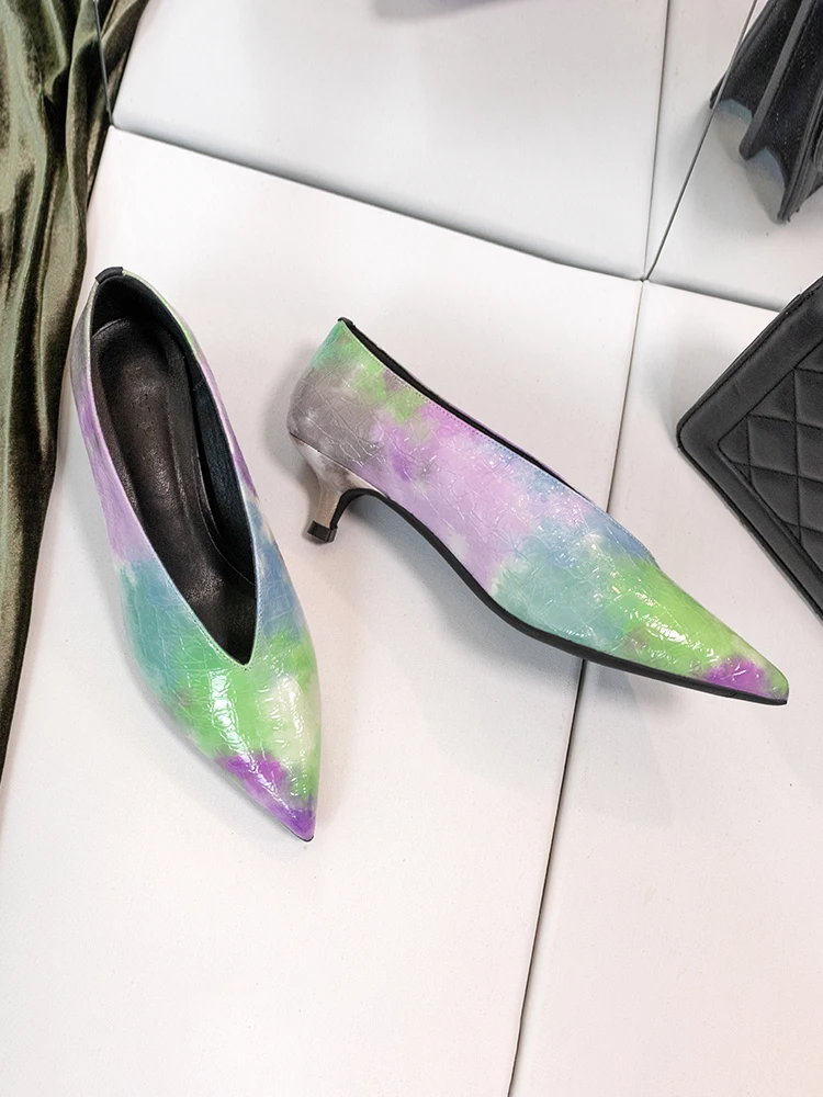 

2023 New Design Colorful Thin High Heel Pumps Sexy Ladies Camouflage Shoes Woman Bridal Shoes Dress Footwear Prom Shoes A342