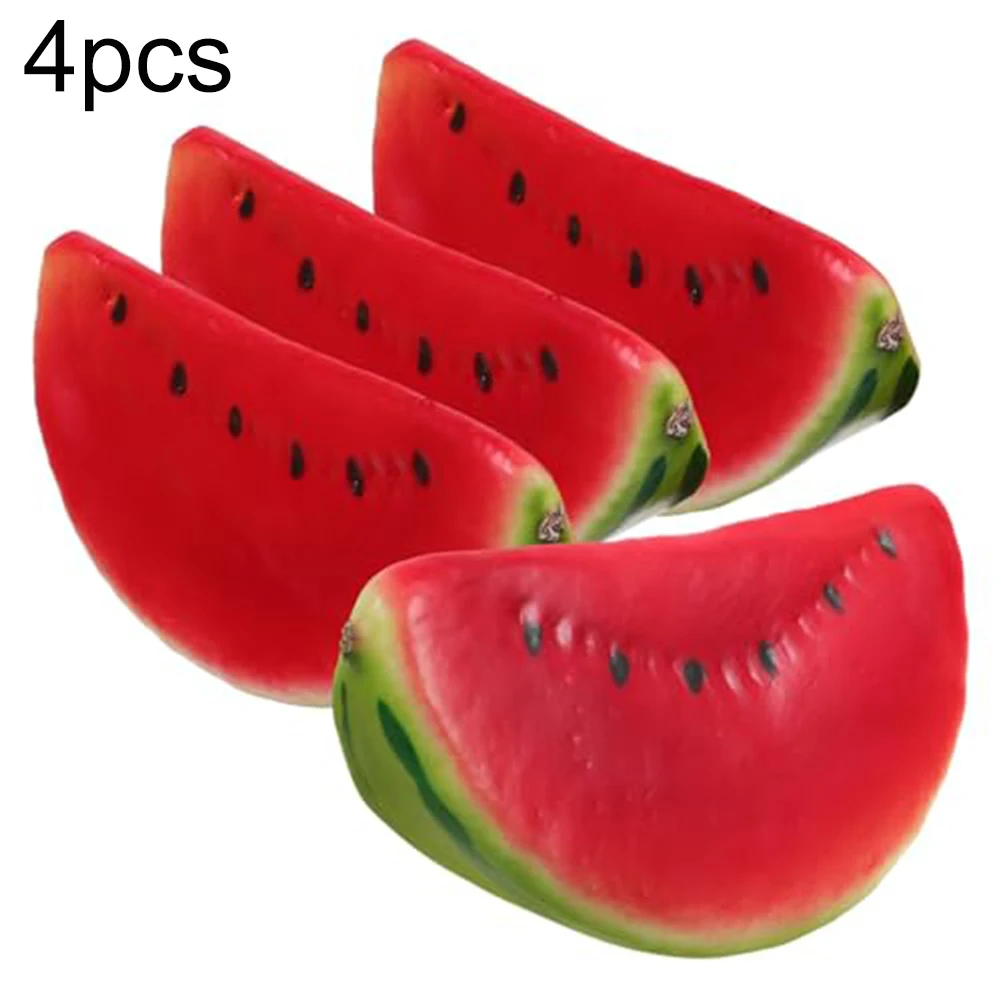 4pcs Artificial Watermelon Foam Fruit Slices Model Decoration Photography Props Home Window Display Decoration