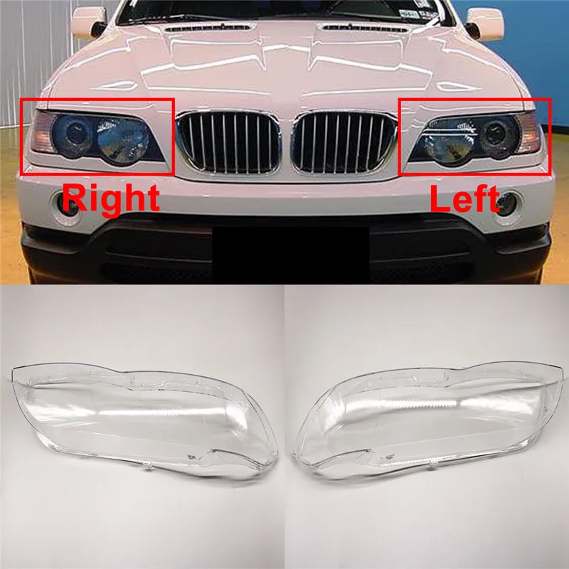 2PcsForBMWX5E5320042006CarHeadlightLensCoverReplacementHead