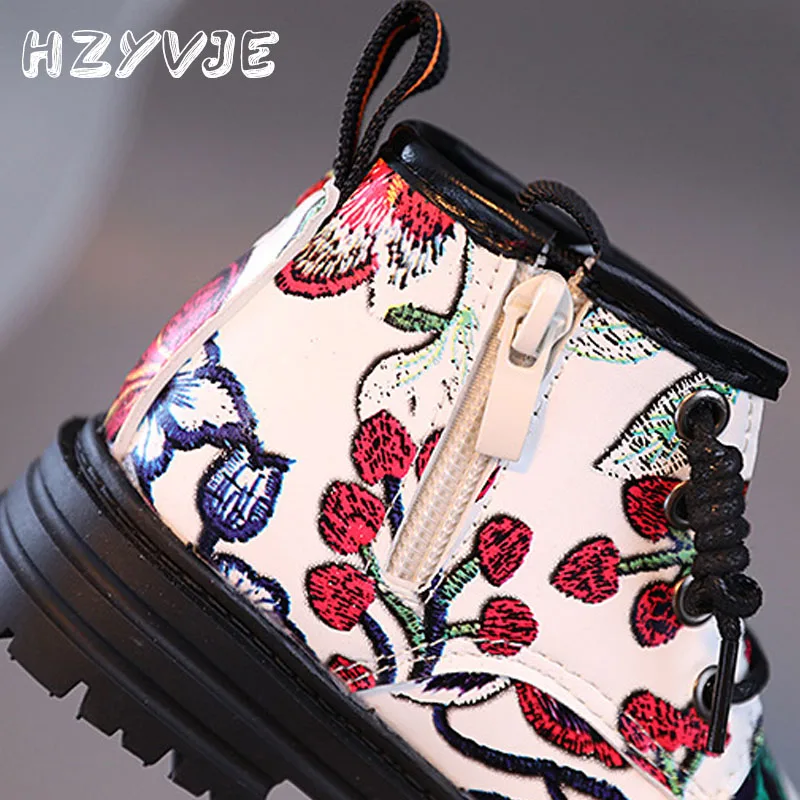 Children's Boys Girls Spring Autumn Print Kids British Style Casual Boots Soft Non-slip Wear-resistant Kid's Shoes_voghion.com