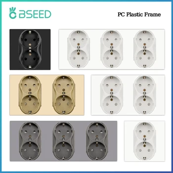 BSEED EU Wall Power Double Sockets Dual Power Outlets Electrical Plug Plastic Panel White Black 110-250V for Home Office