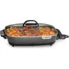 16 Inch Slimline Electric Skillet with Glass Cover,Nonstick,Adjustable Temperature,Black,Tempered glass cover 1